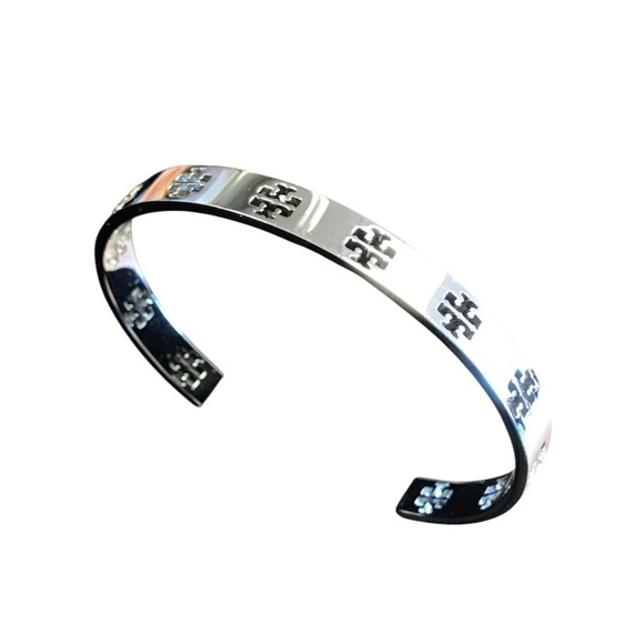 NEW Tory Burch Silver Pierced T Cuff Bracelet - Picture 7 of 9
